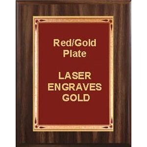 9" x 12" Classic Walnut Finish Plaque with a Red Teardrop Plate
