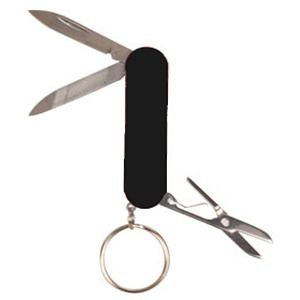 Custom Engraved Black Pocket Knife with Key Ring.