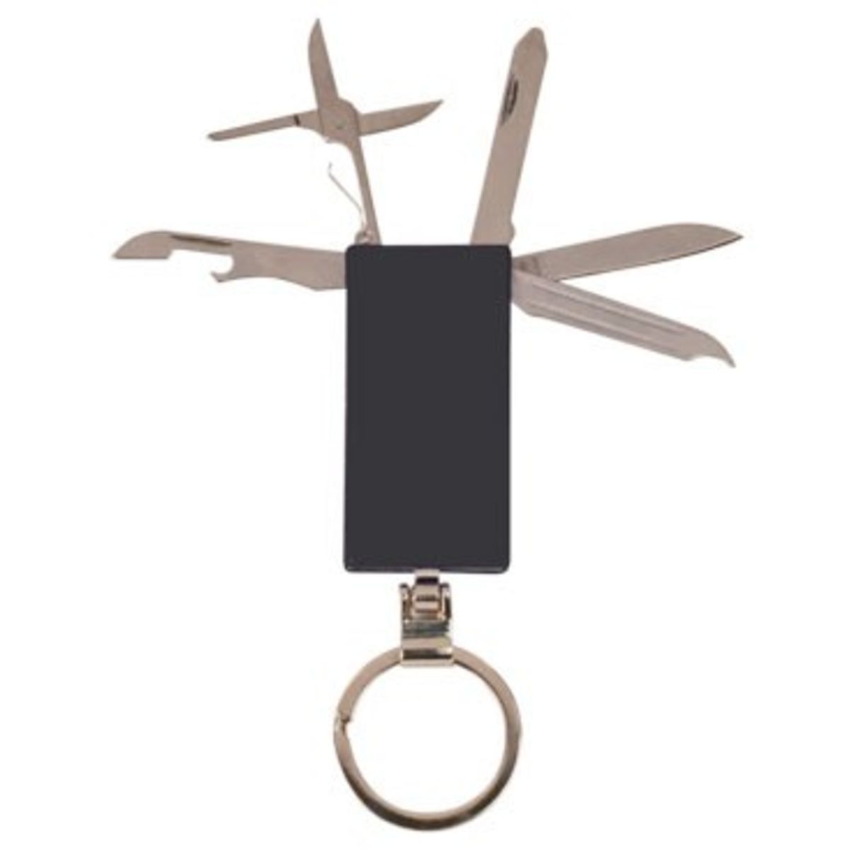 Custom Engraved Black Pocket Knife with Key Ring