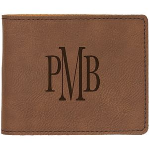 Dark Brown Leatherette Bi-Fold Wallet