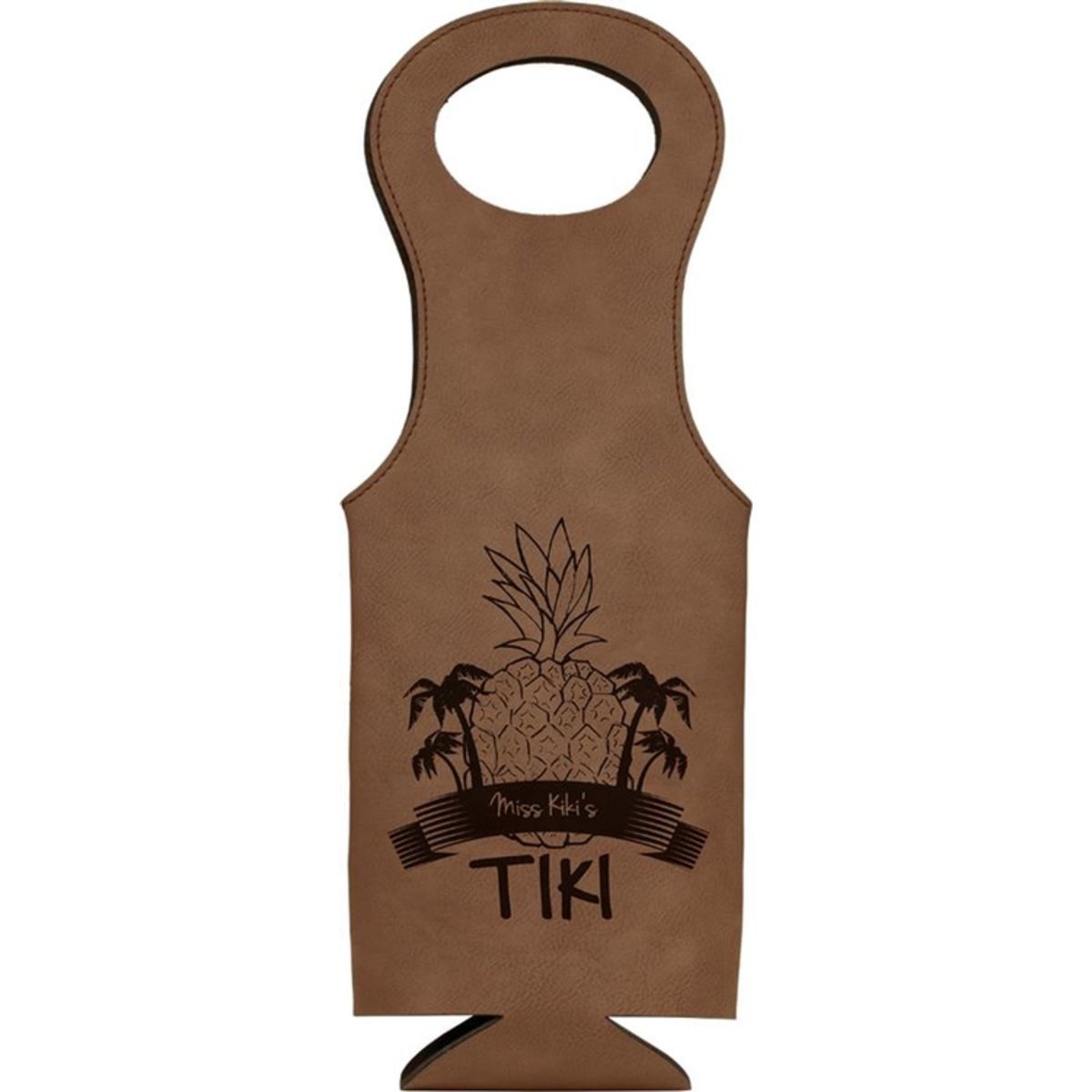 Dark Brown Leatherette Wine Bag