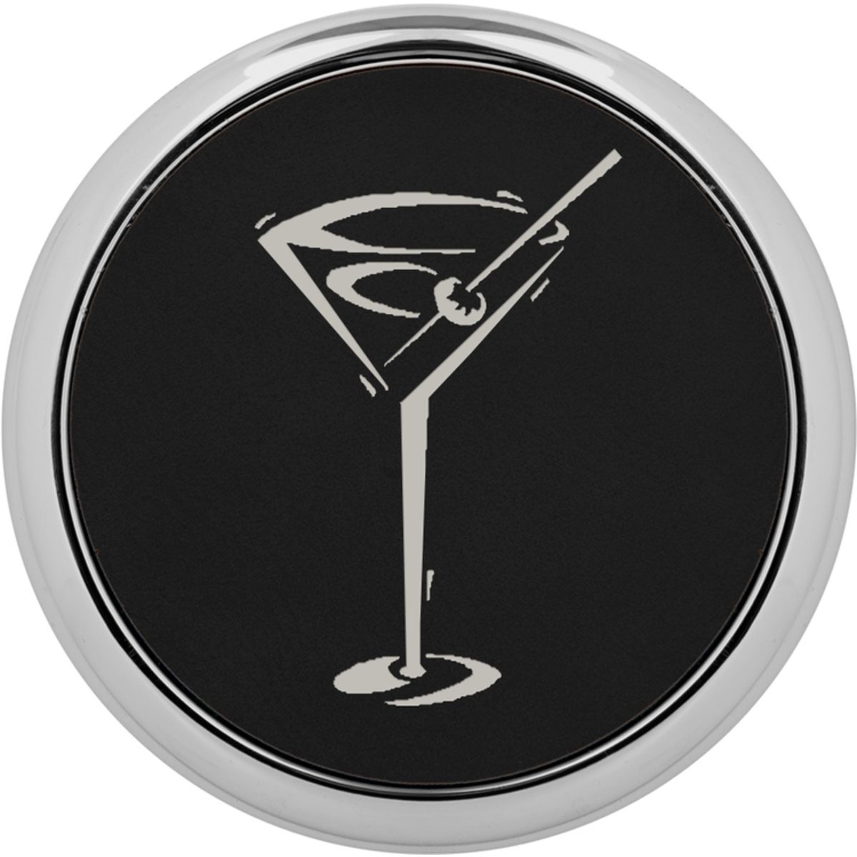 Black Leatherette Individual Round Coaster