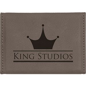Gray Hard Leatherette Business Card Holder