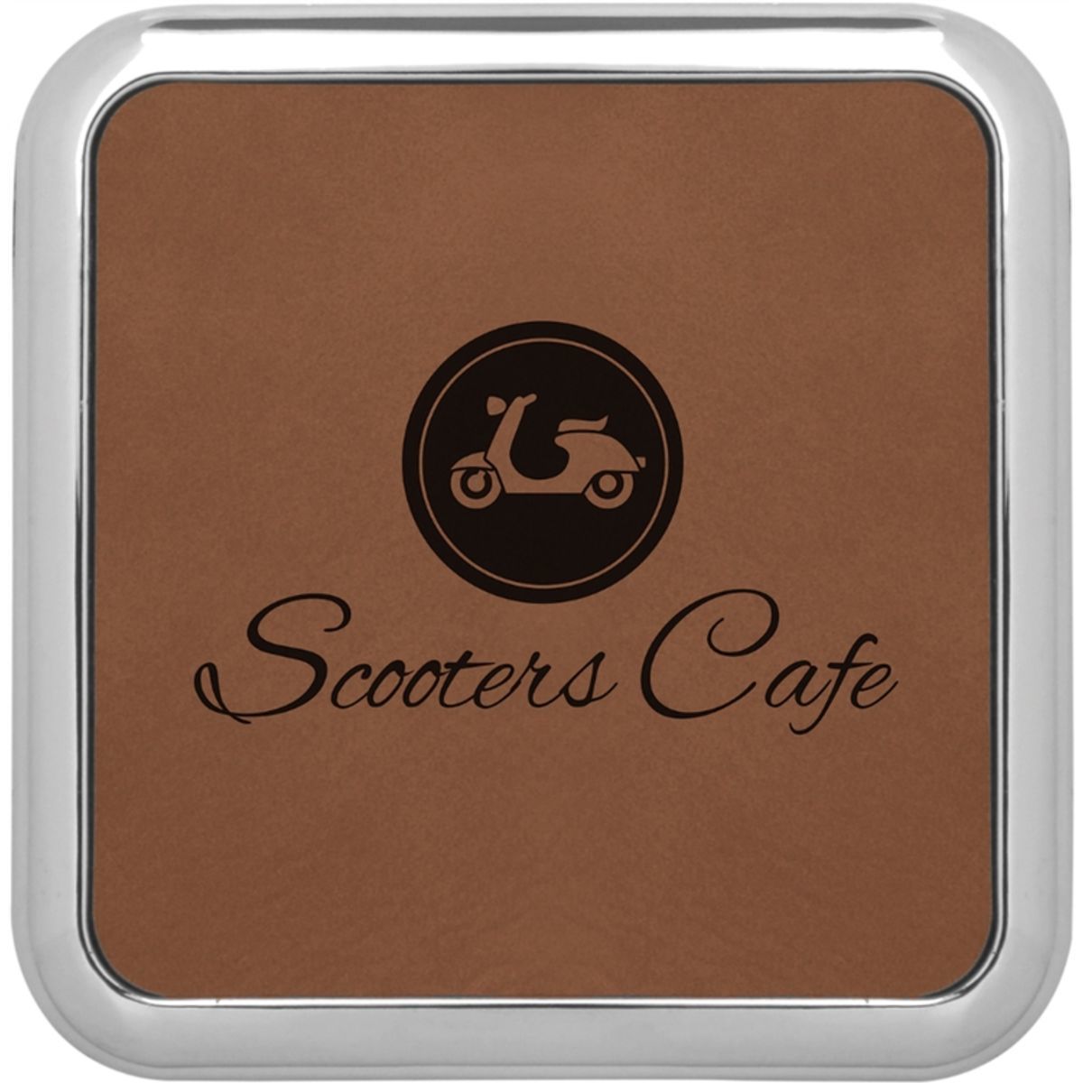 Dark Brown Leatherette Individual Square Coaster