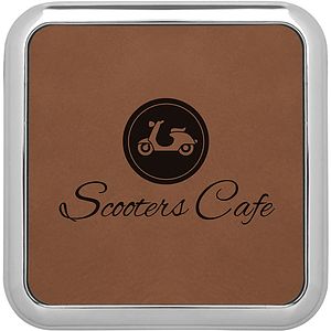 Dark Brown Leatherette Individual Square Coaster