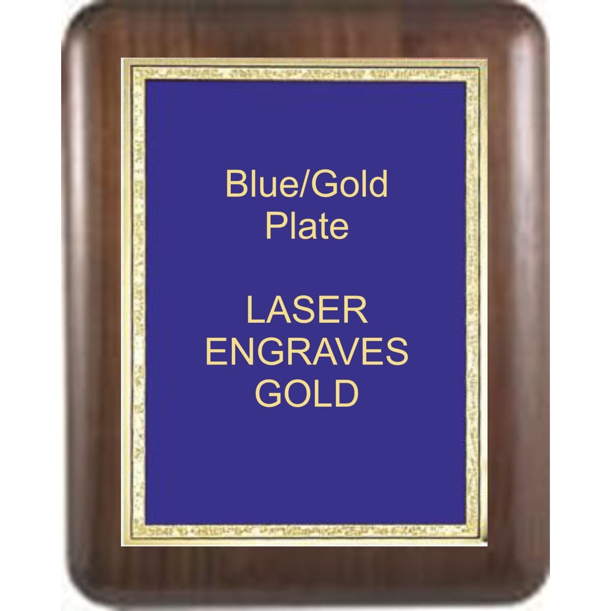 6" x 8" Genuine Walnut Elliptical Edge Round Corner Plaque with a Blue Florentine Plate.