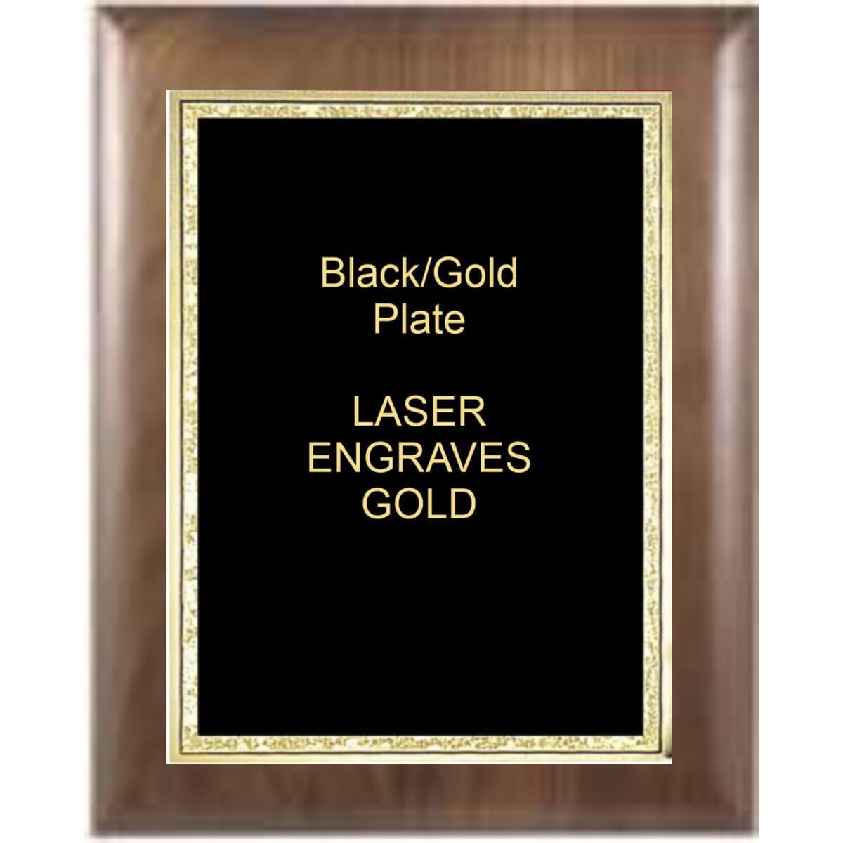 8" x 10" Genuine Walnut Elliptical Edge Square Corner Plaque with a Black Florentine Plate.