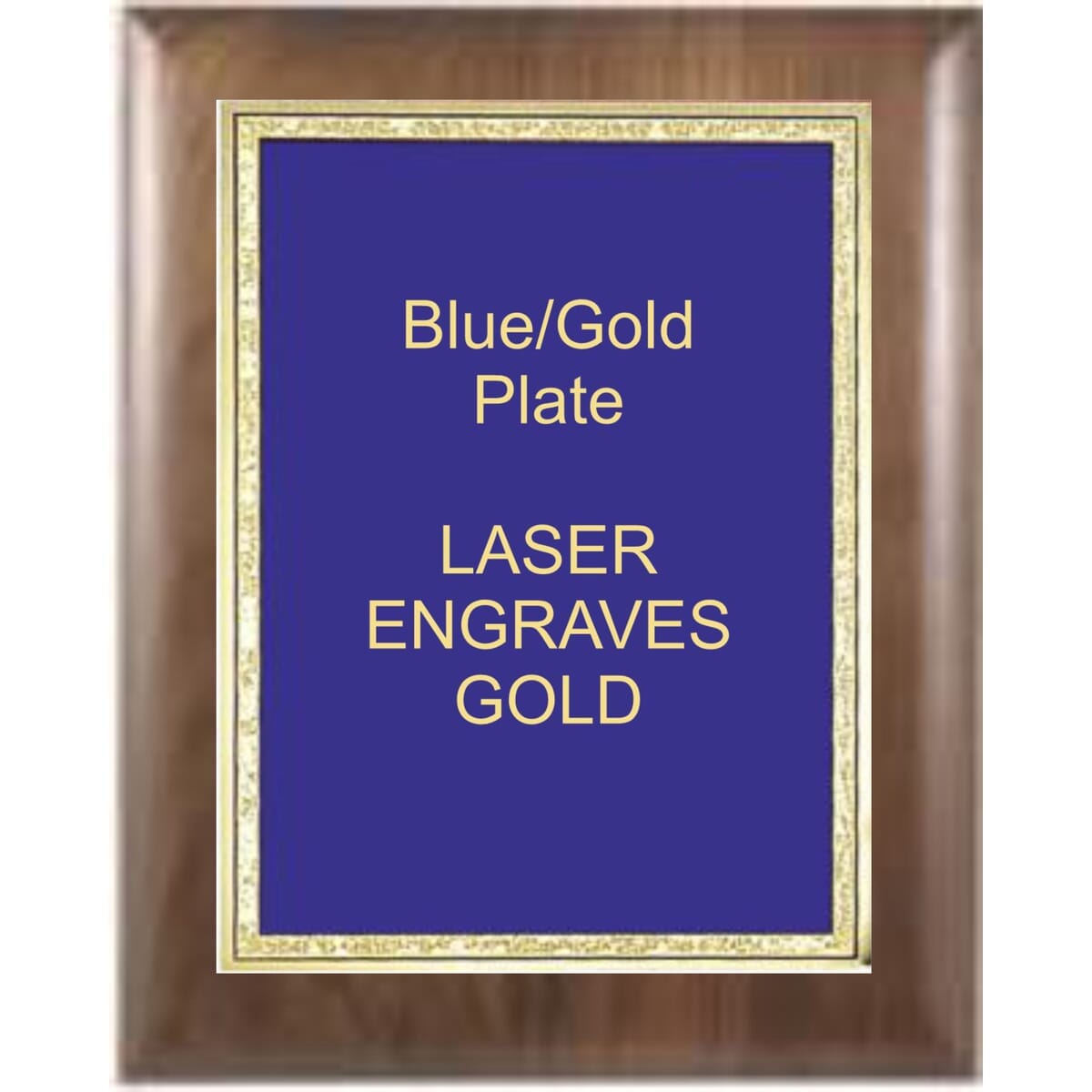 8" x 10" Genuine Walnut Elliptical Edge Square Corner Plaque with a Blue Florentine Plate.