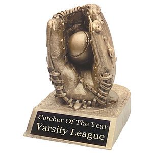 Baseball & Glove Antique Gold Resin Award