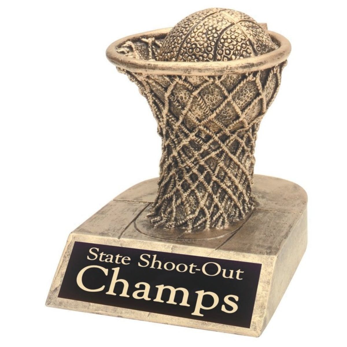 Basketball & Net Antique Gold Resin Award