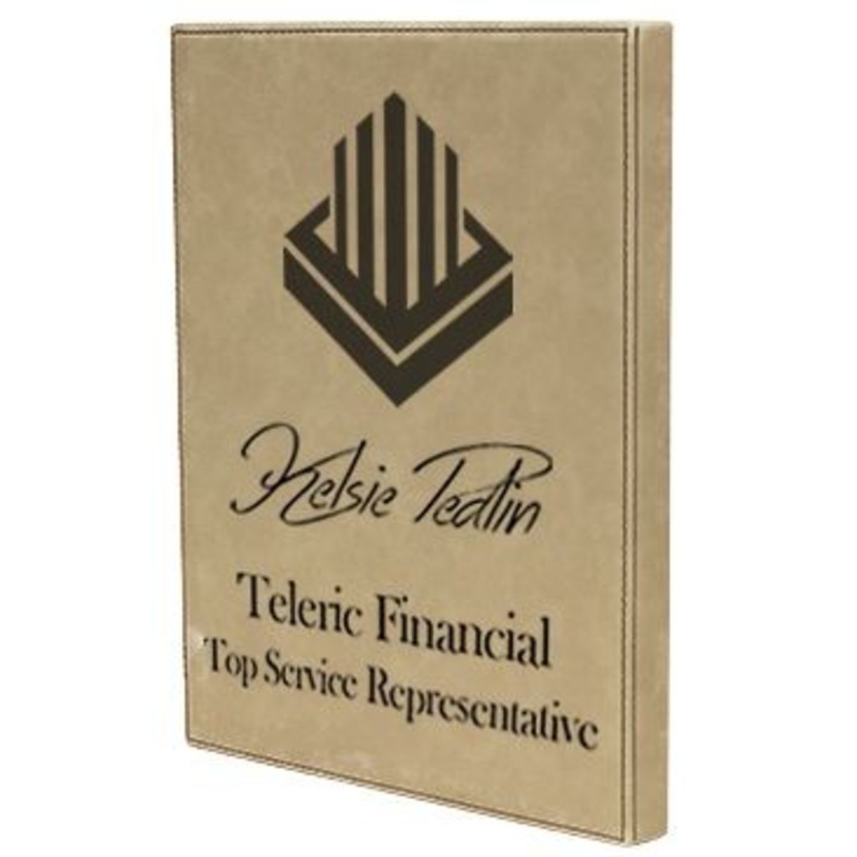 9" x 12" Engraved Light Brown Leatherette Plaque