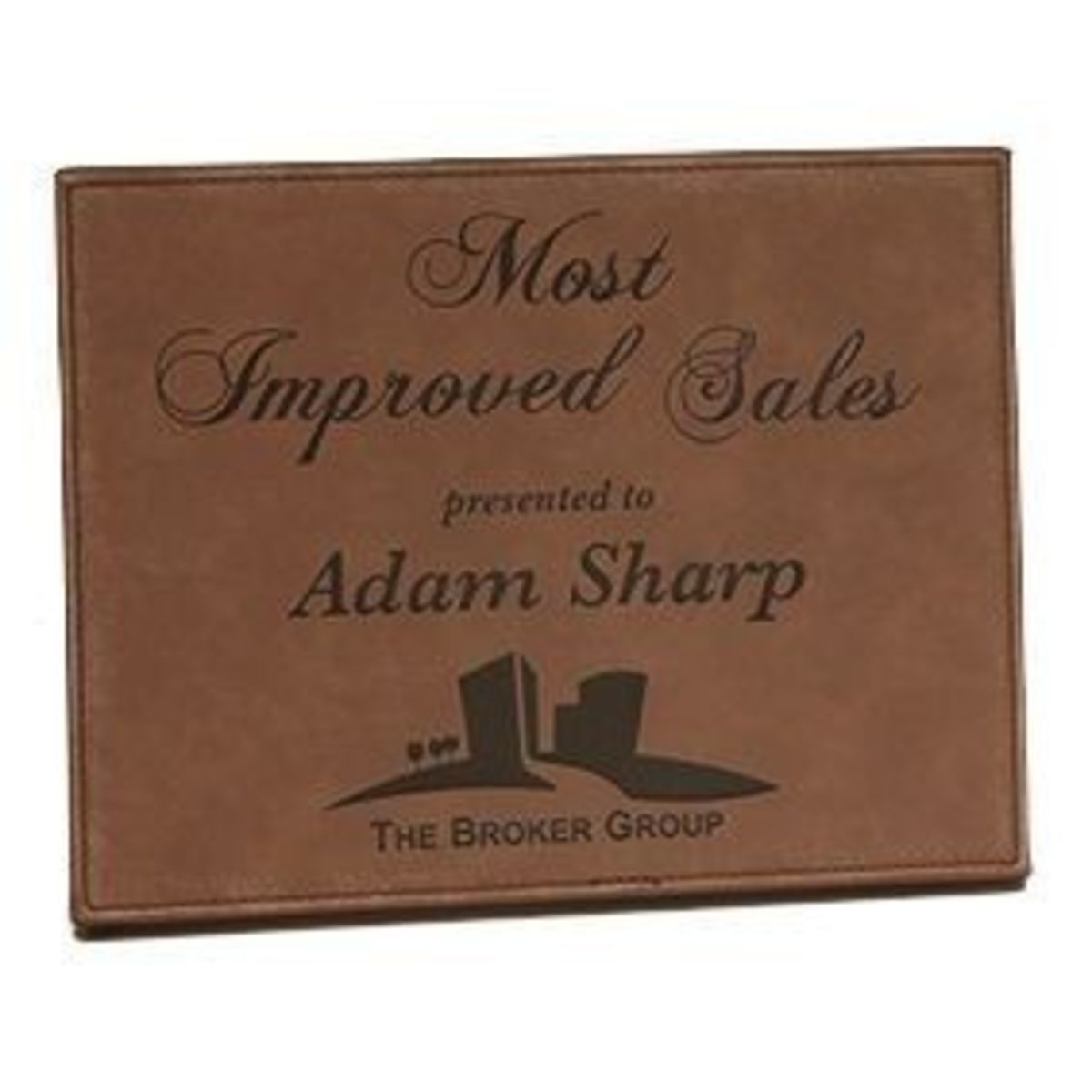 10-1/2" x 13" Engraved Dark Brown Leatherette Plaque