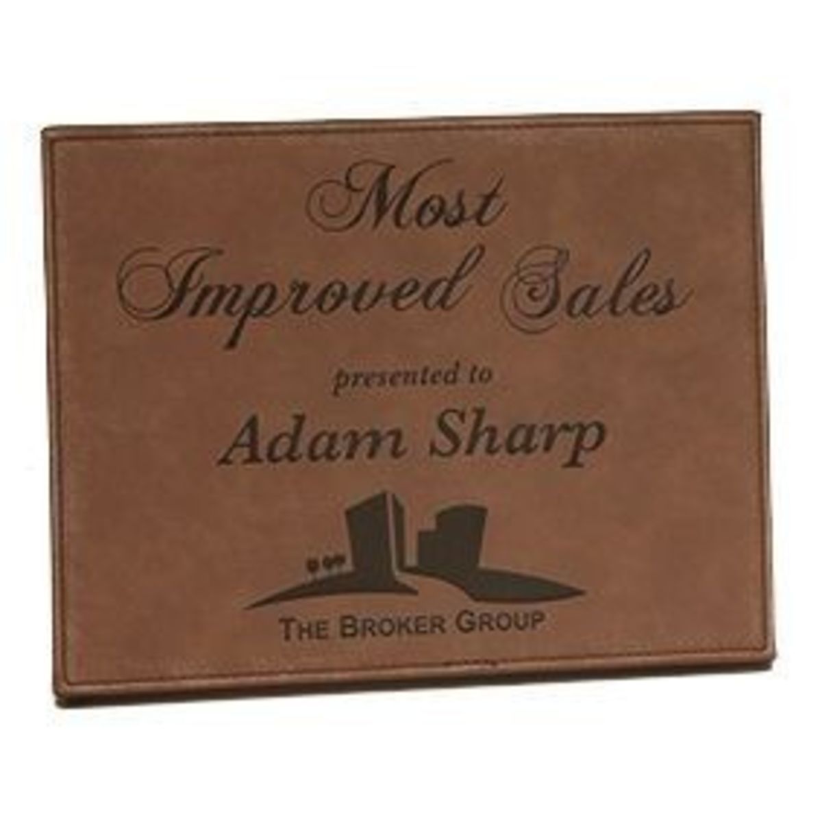 9" x 12" Engraved Dark Brown Leatherette Plaque