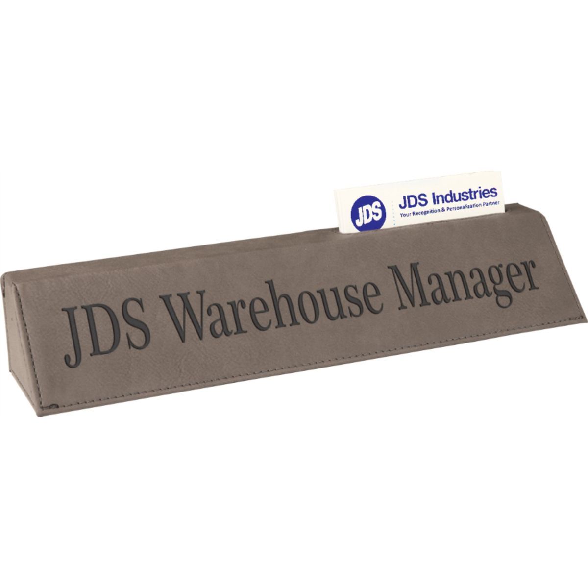 10-3/4" Custom Laser Engraved Leatherette Desk Wedge With Business Card Holder