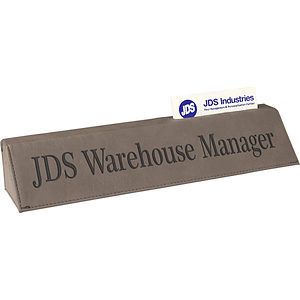 10-3/4" Custom Laser Engraved Leatherette Desk Wedge With Business Card Holder