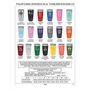 20 oz. Teal Laser Engraved Polar Camel Ringneck Tumblers w/Slider Lid
