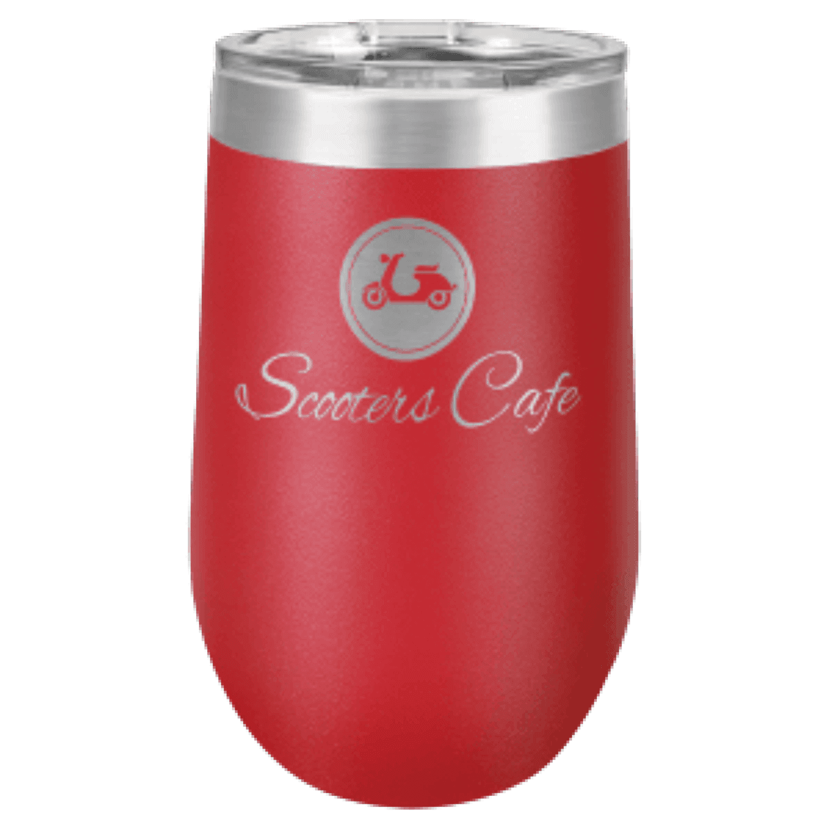 16 oz. Red Laser Engraved Polar Camel Stemless Wine Tumbler w/Clear Lid