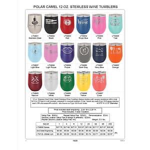 12 oz. Coral Laser Engraved Polar Camel Stemless Wine Tumbler w/Clear Lid