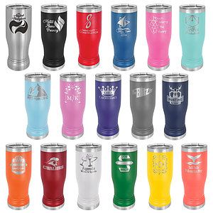 14 oz. Coral Laser Engraved Polar Camel Pilsner Tumbler w/Clear Lid