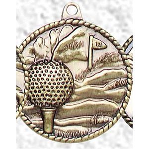 Golf High Relief Medal, 2"