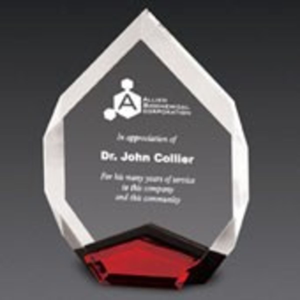 6" x 8" Red Marquis Acrylic Award