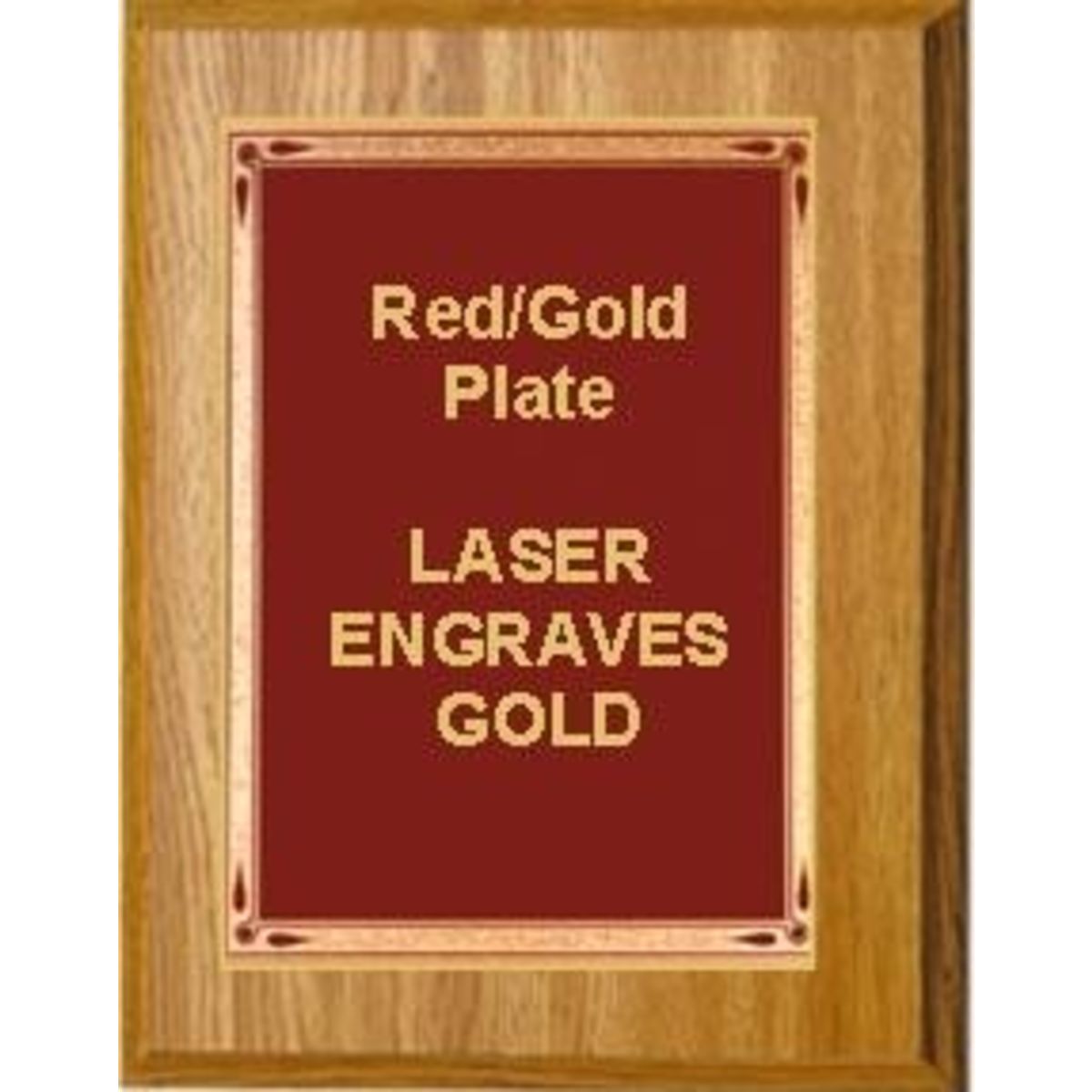 10-1/2" x 13" Oak Finish Plaque with a Red Teardrop Plate