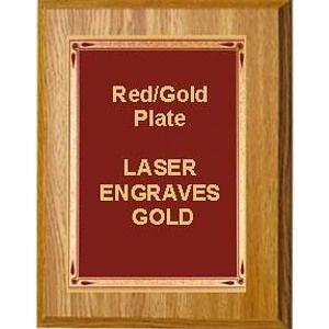 10-1/2" x 13" Oak Finish Plaque with a Red Teardrop Plate
