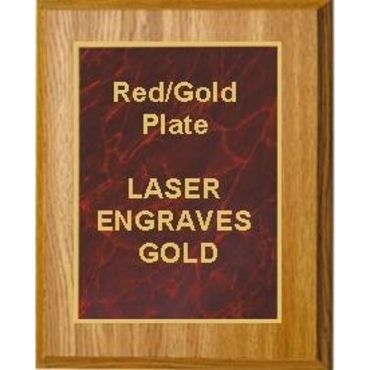 7" x 9" Oak Finish Plaque with a Red Marble Designer Plate