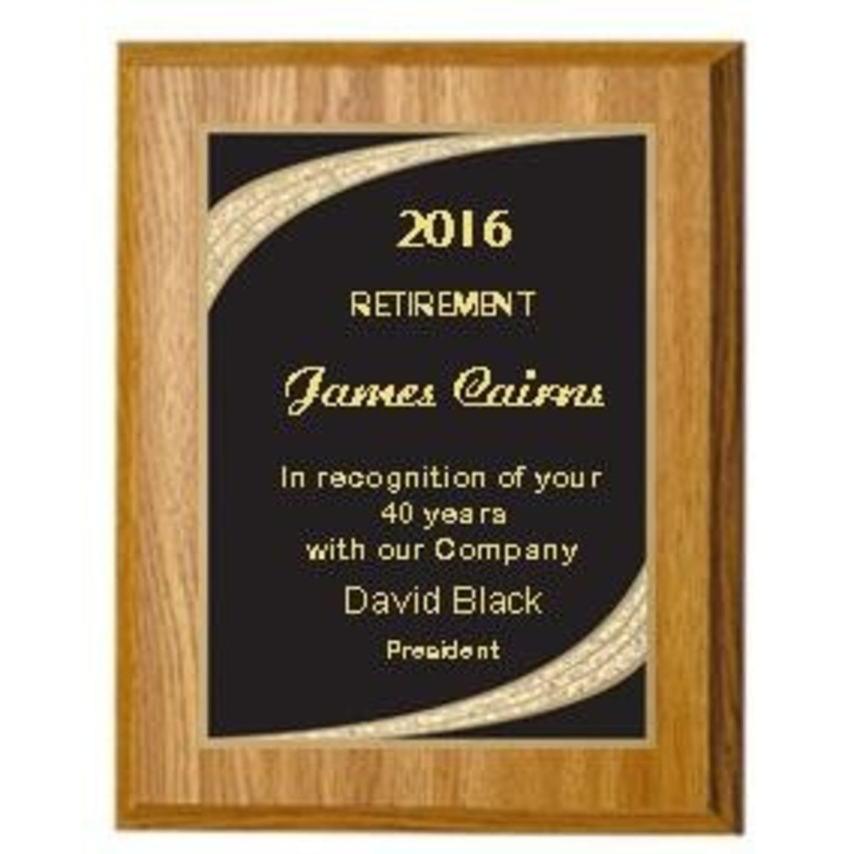 7" x 9" Oak Finish Plaque with a Black Majestic Plate