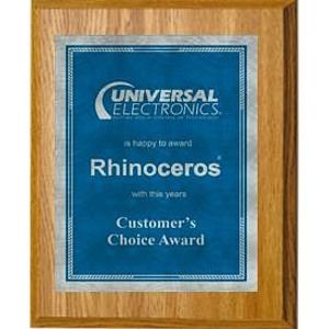 7" x 9" Oak Finish Plaque with a Blue/Silver Victory Sunray Plate