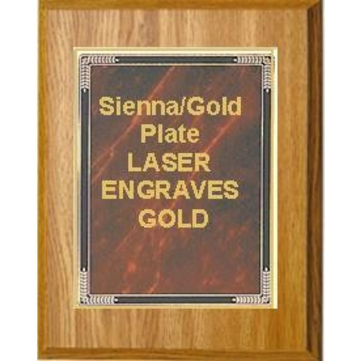7" x 9" Oak Finish Plaque with a Sienna Marble Mist Plate