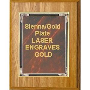 7" x 9" Oak Finish Plaque with a Sienna Marble Mist Plate
