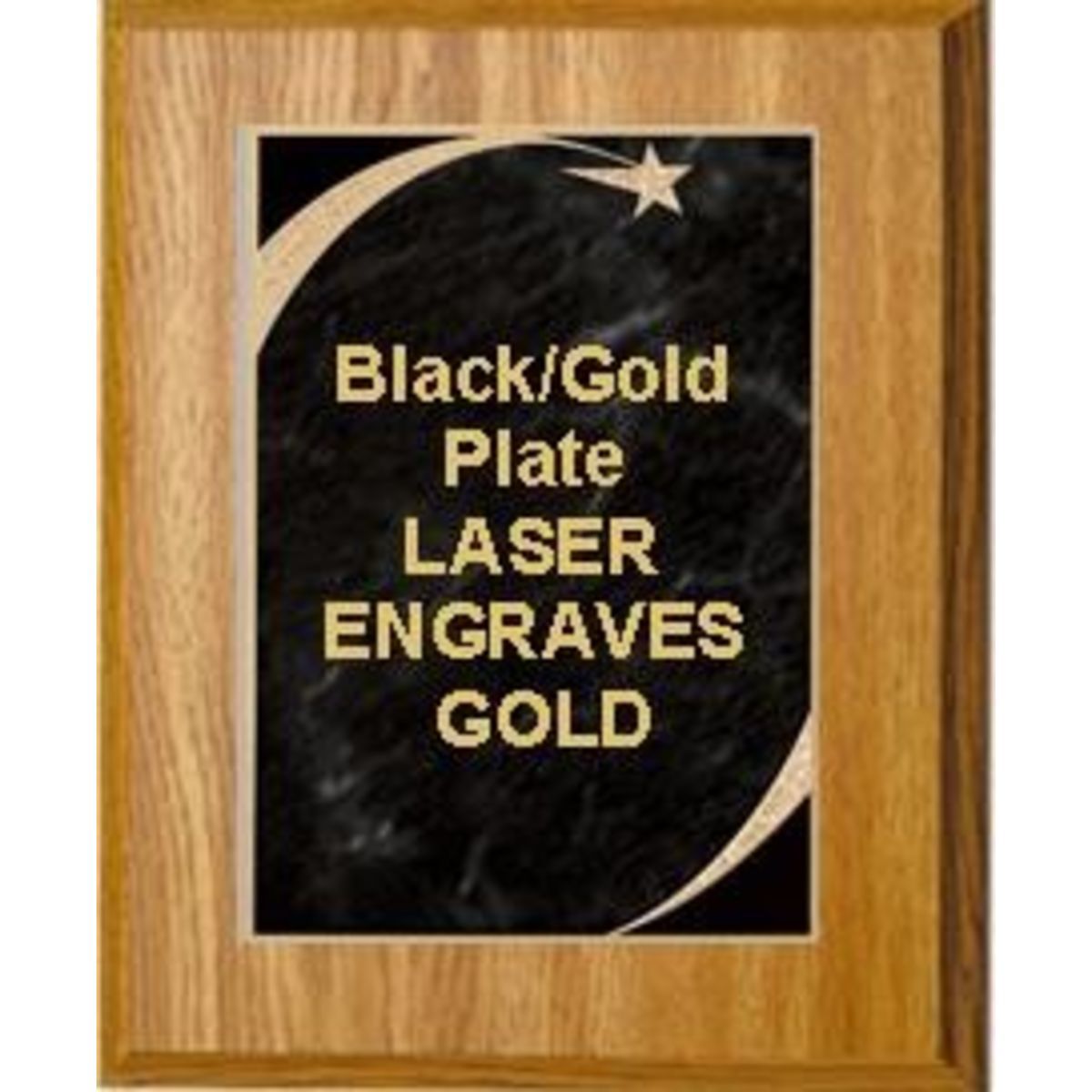 7" x 9" Oak Finish Plaque with a Black Victory Star Marble Plate