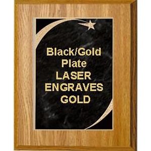 7" x 9" Oak Finish Plaque with a Black Victory Star Marble Plate