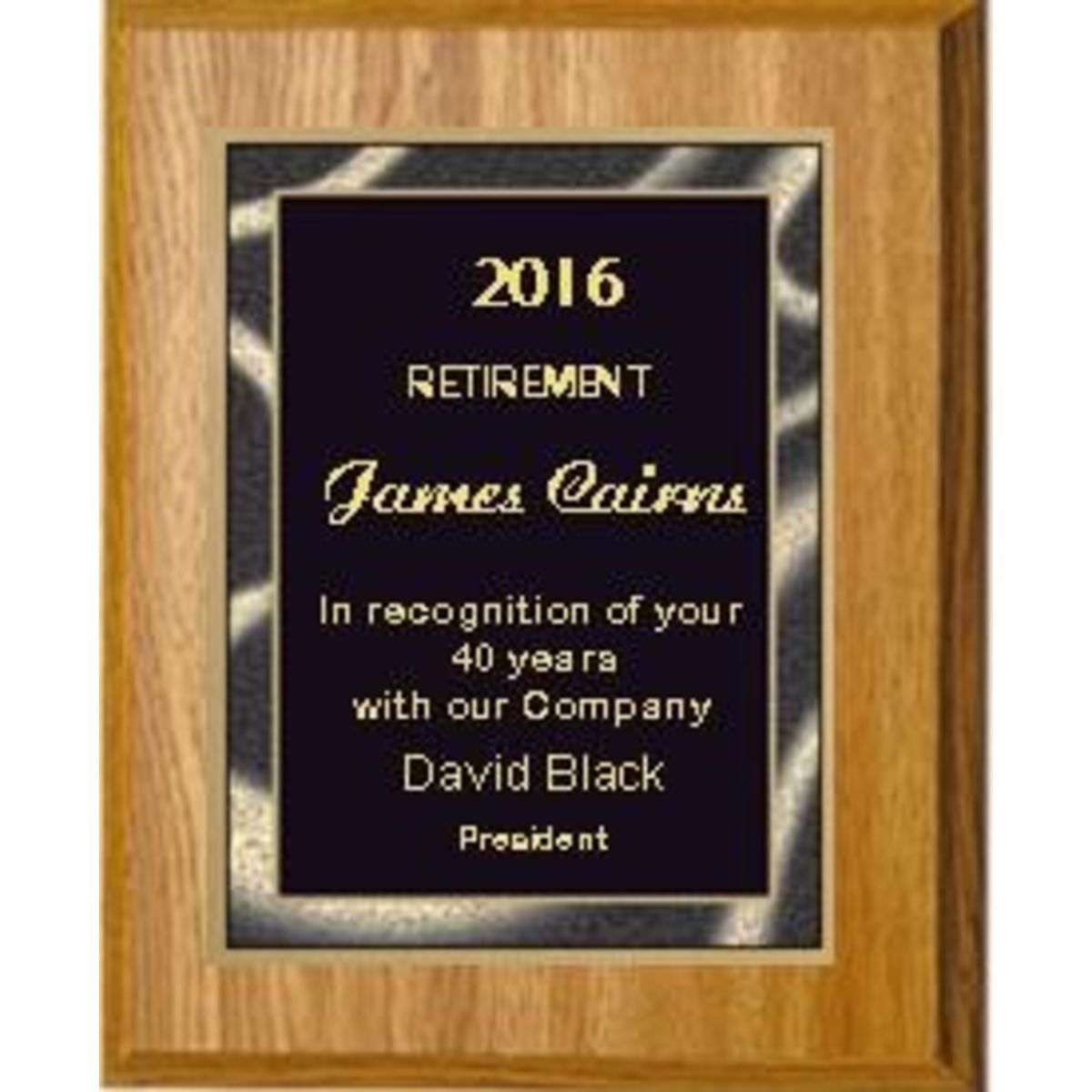 8" x 10" Oak Finish Plaque with a Black Artist Plate