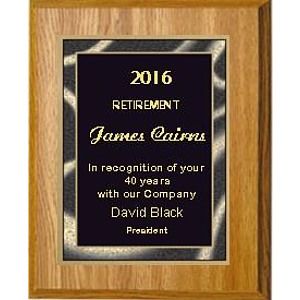 8" x 10" Oak Finish Plaque with a Black Artist Plate