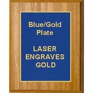 8" x 10" Oak Finish Plaque with a Blue Designer Plate