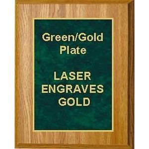 8" x 10" Oak Finish Plaque with a Green Marble Designer Plate