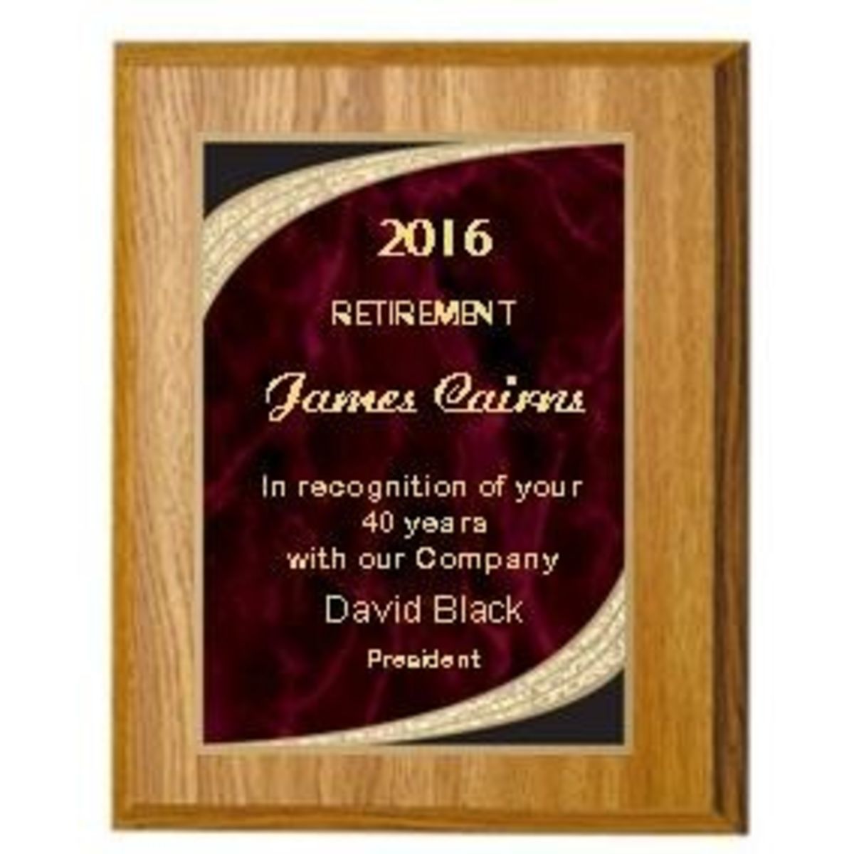 8" x 10" Oak Finish Plaque with a Red Majestic Plate