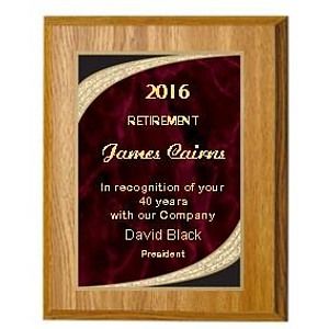 8" x 10" Oak Finish Plaque with a Red Majestic Plate