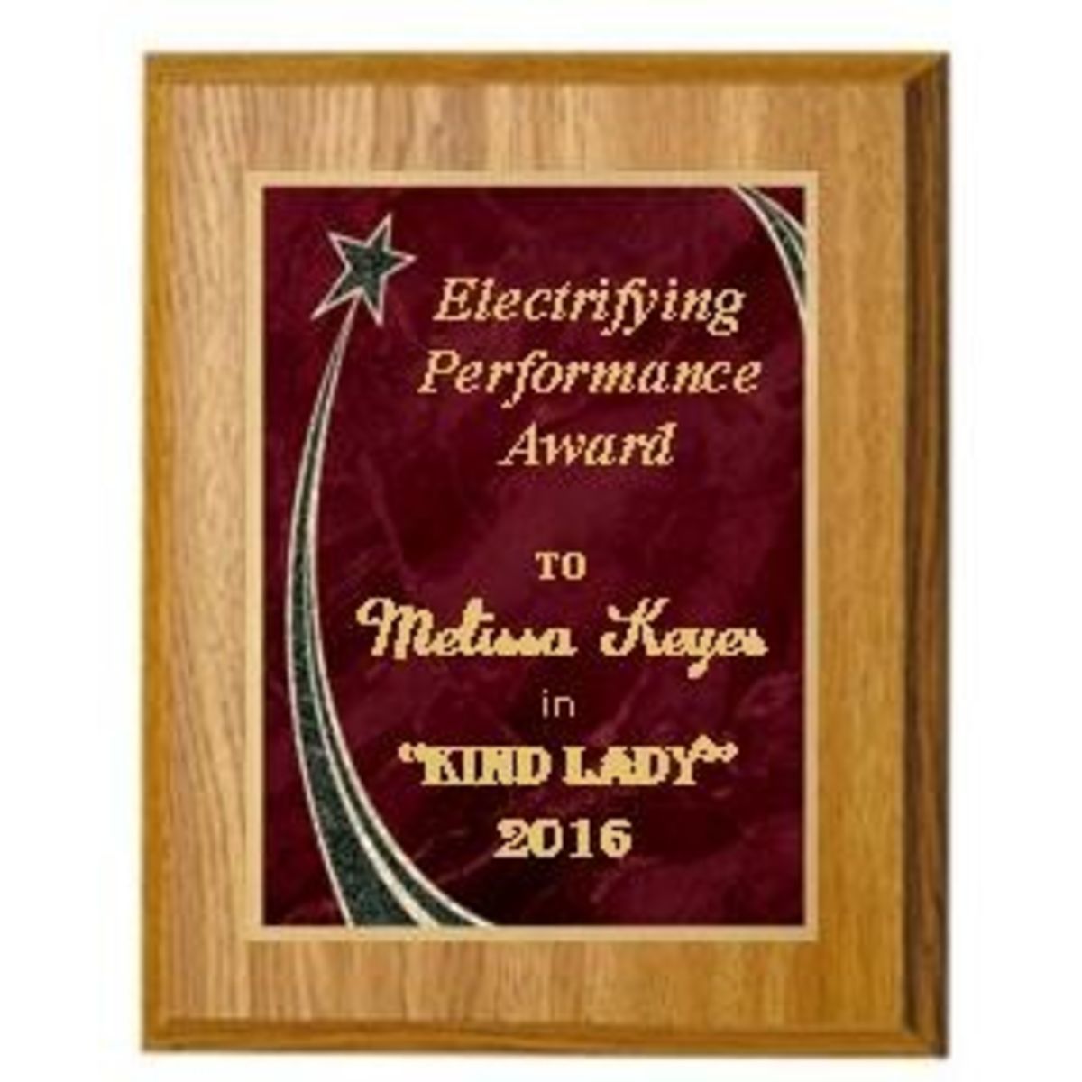 8" x 10" Oak Finish Plaque with a Red Rising Star Plate