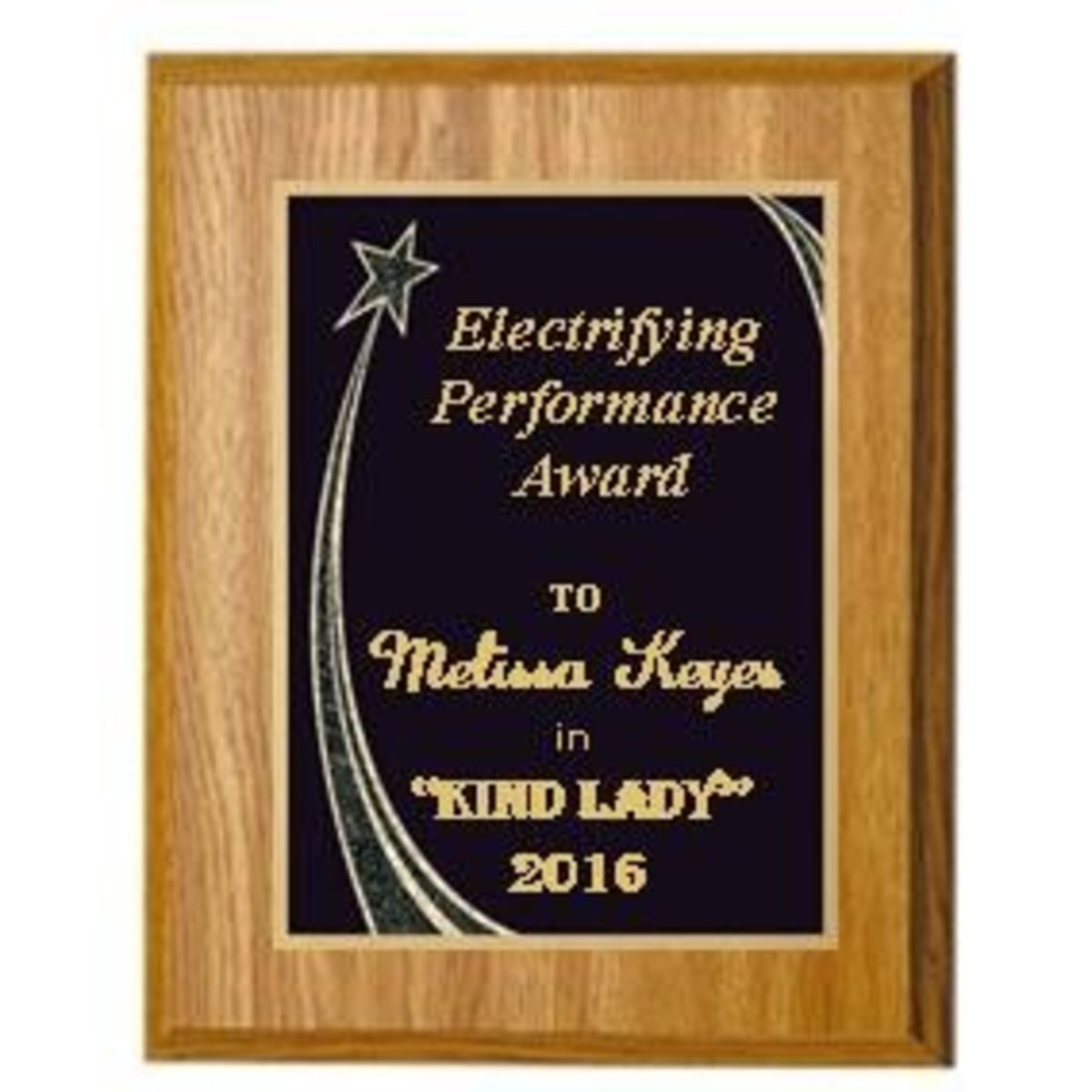 8" x 10" Oak Finish Plaque with a Black Rising Star Plate
