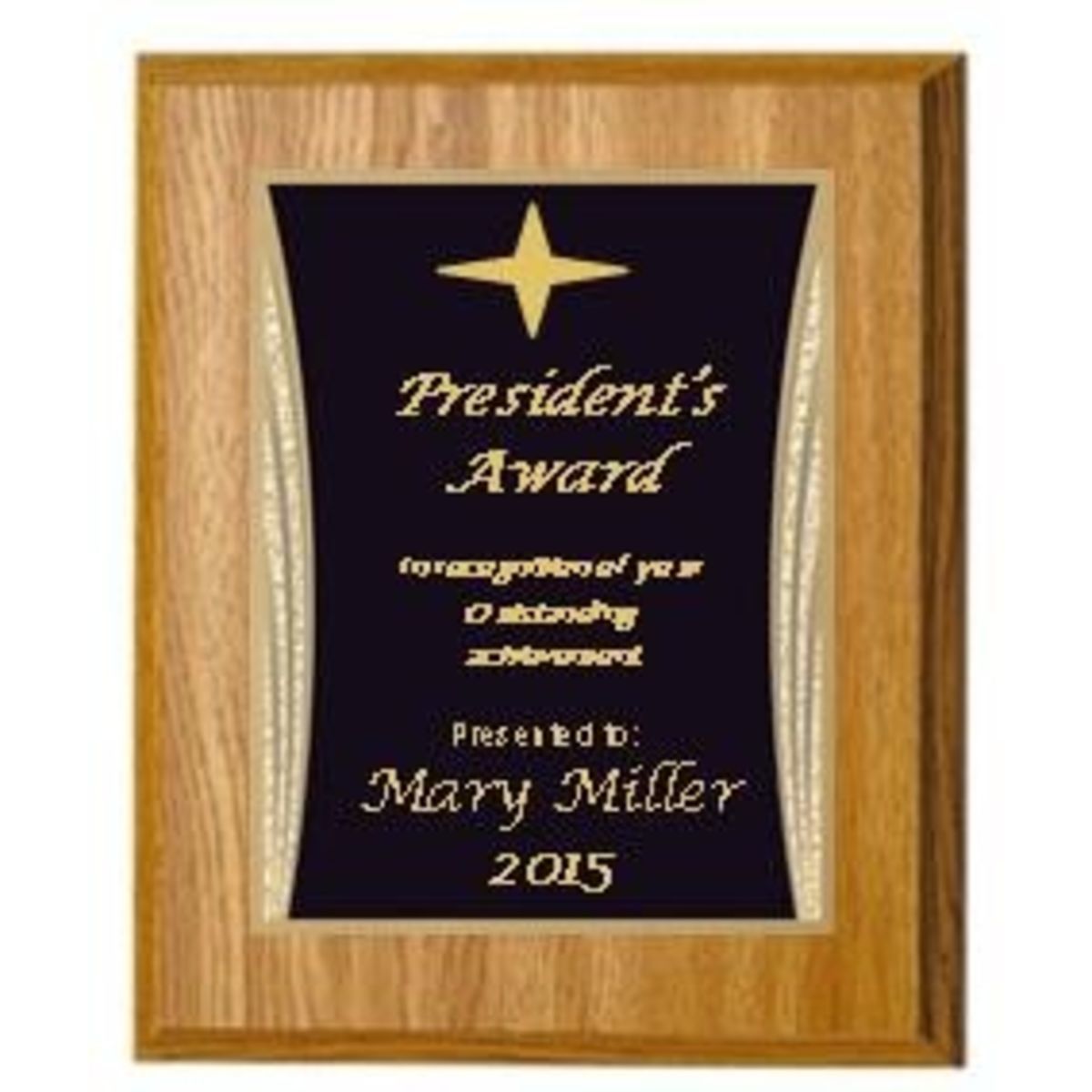 8" x 10" Oak Finish Plaque with a Black Showtime Plate