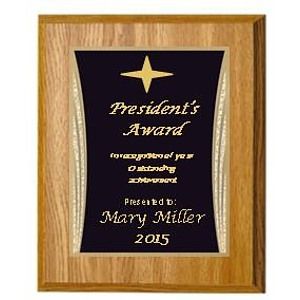 8" x 10" Oak Finish Plaque with a Black Showtime Plate