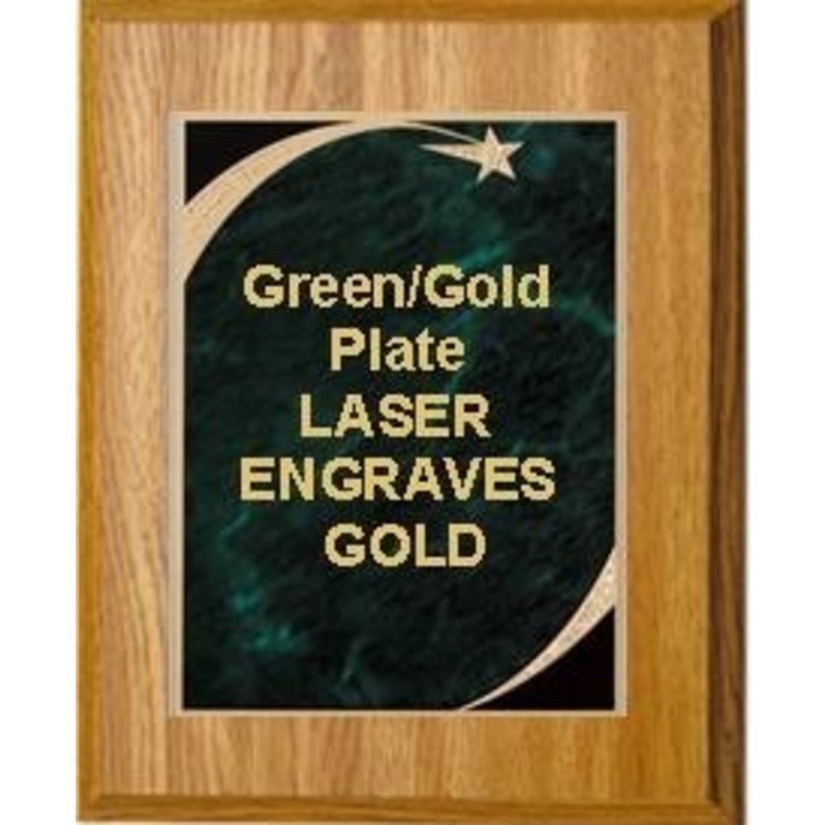8" x 10" Oak Finish Plaque with a Green Victory Star Marble Plate