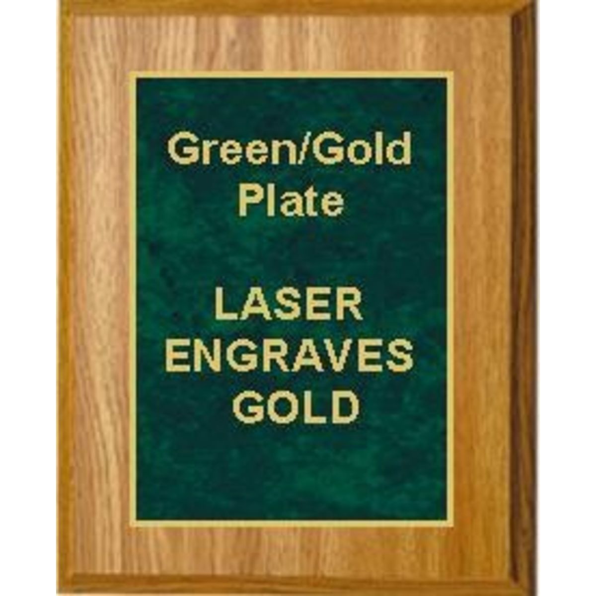 9" x 12" Oak Finish Plaque with a Green Marble Designer Plate