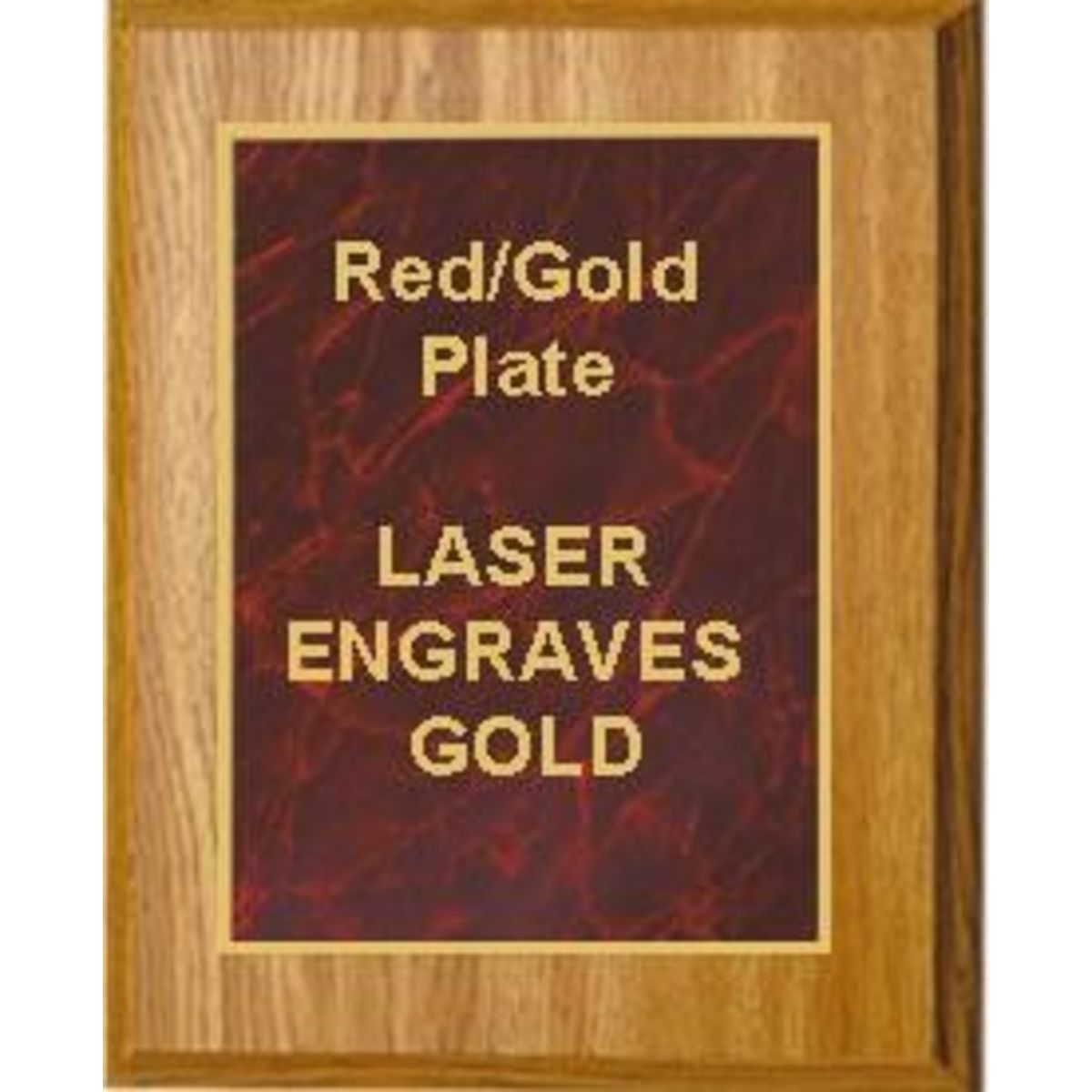 9" x 12" Oak Finish Plaque with a Red Marble Designer Plate