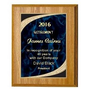 9" x 12" Oak Finish Plaque with a Blue Majestic Plate