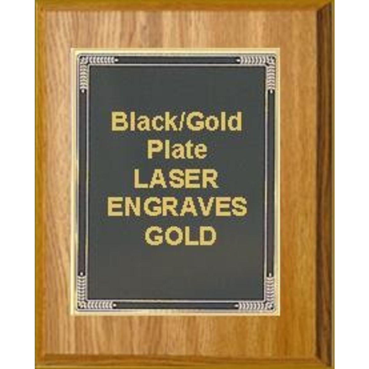 9" x 12" Oak Finish Plaque with a Black Marble Mist Plate