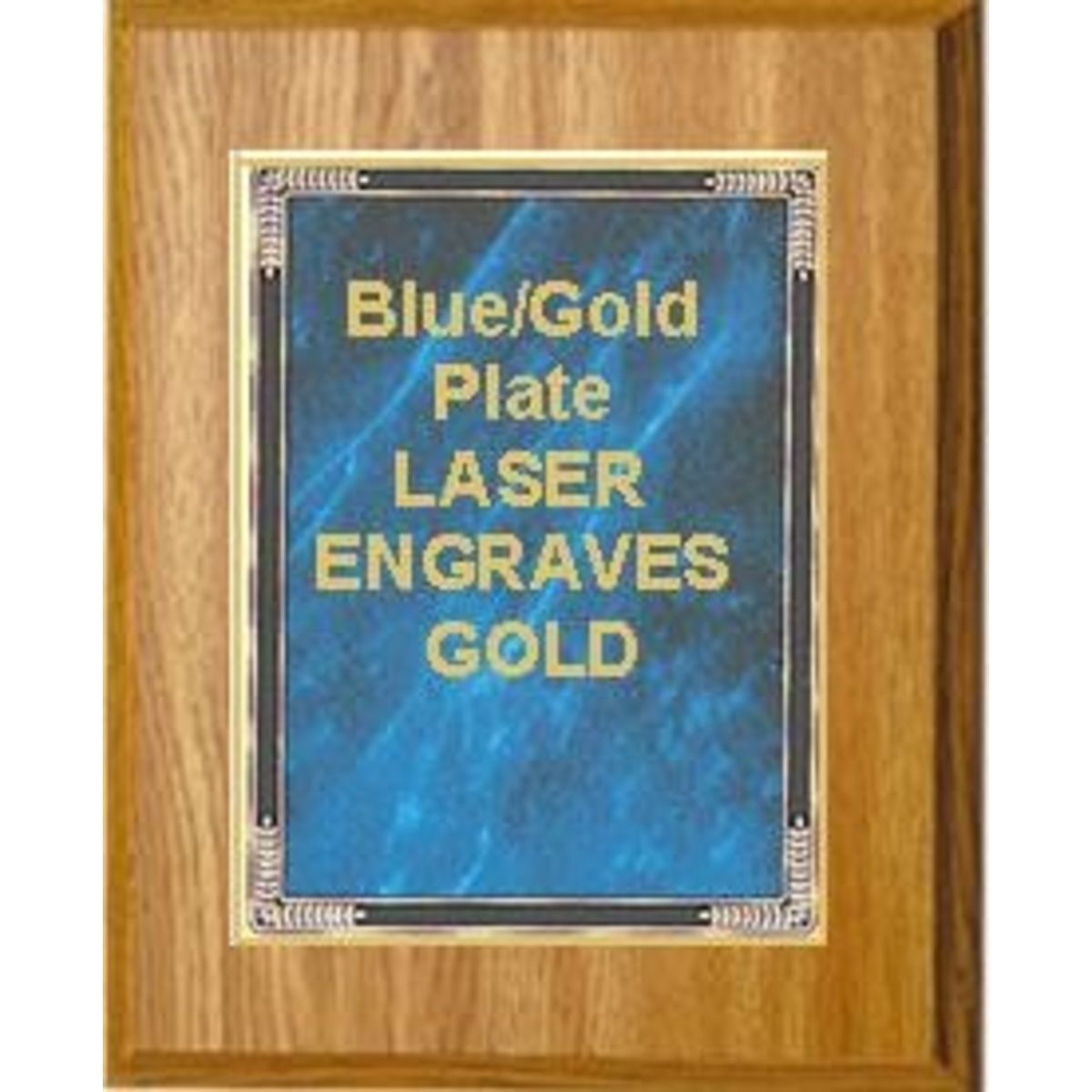 9" x 12" Oak Finish Plaque with a Blue Marble Mist Plate